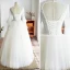 Elegante Ivory / Creme Brautkleider / Hochzeitskleider 2019 Ballkleid Eckiger Ausschnitt Perlenstickerei Pailletten Glockenhülsen Rückenfreies Lange