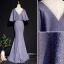 Charmant Traube Abendkleider 2019 Meerjungfrau Tiefer V-Ausschnitt Glanz Polyester Strass 1/2 Ärmel Lange Festliche Kleider