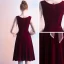Vintage / Retro Burgundy Homecoming Graduation Dresses 2019 A-Line / Princess V-Neck Suede Bow 3/4 Sleeve Knee-Length Formal Dresses