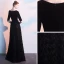 Charming Black Evening Dresses  2019 A-Line / Princess Deep V-Neck Suede Tassel Sash 1/2 Sleeves Floor-Length / Long Formal Dresses