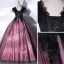 Elegant Purple Lace Flower Prom Dresses 2021 A-Line / Princess V-Neck Beading Short Sleeve Floor-Length / Long Formal Dresses