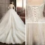 Audrey Hepburn Style Ivory Wedding Dresses 2019 Ball Gown Scoop Neck Beading Sequins Lace Flower Long Sleeve Backless Royal Train