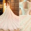 Charming Champagne Wedding Dresses 2019 Ball Gown High Neck Beading Crystal Lace Flower Long Sleeve Backless Royal Train