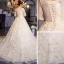 Scintillantes Champagne Grande Taille Robe De Mariée 2019 Robe Boule V-Cou Paillettes 1/2 Manches Dos Nu Chapel Train