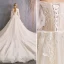 Audrey Hepburn Style Champagne Wedding Dresses 2019 Ball Gown 3/4 Sleeve Beading Sequins Crystal Flower Lace Off-The-Shoulder Backless Royal Train