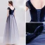 Élégant Bleu Marine Robe De Soirée 2019 Princesse Encolure Dégagée Daim Noeud Cristal Faux Diamant Manches Courtes Dos Nu Longue Robe De Ceremonie