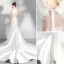 Charmant Ivoire Robe De Soirée 2019 Trompette / Sirène Sans Manches Cristal Paillettes En Dentelle Fleur V-Cou Dos Nu Cathedral Train Robe De Ceremonie