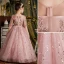 Chic / Beautiful Blushing Pink Bridal Short Flower Girl Dresses 2021 Ball Gown Scoop Neck Beading Crystal Sequins Lace Flower Short Sleeve Wedding Party Dresses