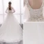 Élégant Ivoire Robe De Mariée 2019 Princesse V-Cou En Dentelle Fleur Manches Courtes Dos Nu Tribunal Train