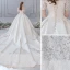 Luxury / Gorgeous Ivory Pierced Wedding Dresses 2019 A-Line / Princess Off-The-Shoulder Beading Sequins Lace Flower Short Sleeve Backless Royal Train