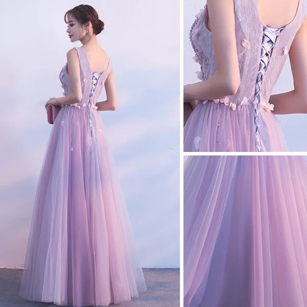 Chic / Beautiful Prom Dresses 2018 A-Line / Princess Beading Crystal Pearl Appliques V-Neck Backless Sleeveless Floor-Length / Long Formal Dresses