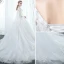 Modern / Fashion White Pregnant Wedding Dresses 2019 Empire V-Neck Lace Flower Rhinestone Sleeveless Backless Chapel Train