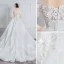 Elegant Ivory Pregnant Wedding Dresses 2019 Empire Off-The-Shoulder Sequins Appliques Lace Flower Short Sleeve Chapel Train
