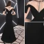 Elegant Sorte Selskabskjoler 2019 Havfrue Scoop Neck Beading Rhinestone Kort Ærme Lange Kjoler