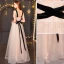 Modern / Fashion Champagne Evening Dresses  2019 A-Line / Princess V-Neck Bow Sleeveless Backless Floor-Length / Long Formal Dresses