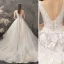Élégant Champagne Robe De Mariée 2019 Princesse Encolure Dégagée Appliques Cristal En Dentelle Fleur Sans Manches Dos Nu Chapel Train