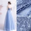 Modern / Fashion Sky Blue Lace Flower Prom Dresses Backless 2021 A-Line / Princess Strapless Sleeveless Floor-Length / Long Formal Dresses
