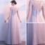 Chic / Beautiful Grey Prom Dresses 2018 A-Line / Princess Appliques Sequins Bow V-Neck Long Sleeve Floor-Length / Long Formal Dresses