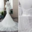 Élégant Blanche Robe De Mariée 2019 Trompette / Sirène Bretelles Spaghetti Paillettes Manches Courtes Dos Nu Cathedral Train