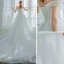 Elegant Ivory Wedding Dresses 2019 A-Line / Princess Off-The-Shoulder Beading Sequins Bow Sleeveless Backless Chapel Train