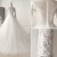 Chic / Beautiful Ivory Wedding Dresses 2019 A-Line / Princess Scoop Neck Buttons Lace Flower Long Sleeve Sweep Train