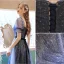 Fashion Ocean Blue Prom Dresses 2021 A-Line / Princess Square Neckline Rhinestone Sequins Short Sleeve Backless Bow Floor-Length / Long Formal Dresses