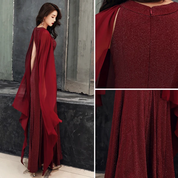 Chic / Beautiful Burgundy Evening Dresses 2019 Trumpet / Mermaid Scoop Neck Glitter Polyester Sleeveless Floor-Length / Long Formal Dresses