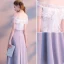 Elegante Lavendel Abendkleider 2019 A Linie Off Shoulder Spitze Kurze Ärmel Rückenfreies Lange Festliche Kleider