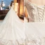 Chic / Belle Champagne Robe De Mariée 2019 Princesse De l'épaule Perle Paillettes Appliques En Dentelle Fleur Manches Courtes Dos Nu Chapel Train