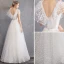 Schöne Ivory / Creme Strand Brautkleider / Hochzeitskleider 2019 A Linie Tiefer V-Ausschnitt Geflecktes Ärmellos Rückenfreies Lange