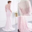 Chic / Belle Rose Bonbon Robe De Soirée 2018 Trompette / Sirène Dentelle Fleur Perlage Noeud Encolure Dégagée 1/2 Manches Dos Nu Train De Balayage Robe De Ceremonie