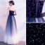 Charming Navy Blue Prom Dresses A-Line / Princess 2019 Strapless Suede Star Sleeveless Backless Floor-Length / Long Formal Dresses