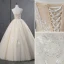 Elegant Champagne Wedding Dresses 2019 Ball Gown Strapless Lace Flower Sleeveless Backless Floor-Length / Long