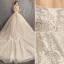 Charming Champagne Wedding Dresses 2019 Ball Gown Off-The-Shoulder Short Sleeve Backless Flower Glitter Lace Pearl Chapel Train