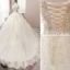 Elegant Champagne Wedding Dresses 2019 Ball Gown Off-The-Shoulder Beading Pearl Sequins Lace Flower Sleeveless Backless Chapel Train