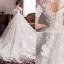 Elegant Ivory Empire Pregnant Wedding Dresses 2019 Scoop Neck Appliques Lace Flower Bell sleeves Backless Cathedral Train