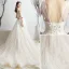 Chic / Belle Ivoire Robe De Mariée 2019 Princesse Encolure Dégagée Appliques En Dentelle Fleur Noeud Manches Courtes Dos Nu Chapel Train