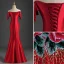 Chinese style Red Evening Dresses  2019 Trumpet / Mermaid Off-The-Shoulder Tassel Sequins Appliques Lace Sleeveless Backless Floor-Length / Long Formal Dresses