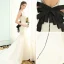 Modern / Fashion Ivory Evening Dresses  2019 Trumpet / Mermaid Scoop Neck Sleeveless Bow Backless Court Train Formal Dresses