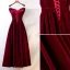 Chic / Beautiful Burgundy Prom Dresses 2019 A-Line / Princess Spaghetti Straps Suede Bow Sleeveless Backless Floor-Length / Long Formal Dresses