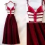 Chic / Beautiful Burgundy Evening Dresses  2019 A-Line / Princess Spaghetti Straps Suede Sash Sleeveless Backless Floor-Length / Long Formal Dresses
