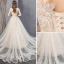Champagne Høst Vår Sommer Brudekjoler Ryggløse Krystall Blomst Blonder Perle Paljetter Tyll Bryllup Elegant 2019