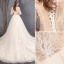 Elegant Champagne Wedding Dresses 2019 A-Line / Princess V-Neck Beading Lace Flower Short Sleeve Backless Chapel Train
