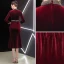 Élégant Bordeaux Robe De Soirée 2019 Encolure Dégagée Daim 3/4 Manches Thé Longueur Robe De Ceremonie