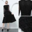 Elegant Black Evening Dresses  2019 A-Line / Princess V-Neck Lace Tassel Bow Long Sleeve Knee-Length Formal Dresses