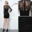 Sexy Noire Robe De Soirée 2019 Encolure Dégagée Appliques En Dentelle Manches Longues Courte Robe De Ceremonie