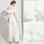 Elegante Ivory / Creme Overall Abendkleider 2021 Rüschen Off Shoulder Kurze Ärmel Rückenfreies Abend Lange Festliche Kleider