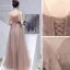 Élégant Robe De Bal 2019 Princesse Encolure Dégagée Perlage Paillettes En Dentelle Fleur Manches Courtes Dos Nu Longue Robe De Ceremonie