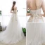 Abordable Ivoire Robe De Mariée 2019 Princesse V-Cou Paillettes En Dentelle Fleur Manches Courtes Dos Nu Train De Balayage