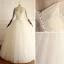 Élégant Champagne Volants Gonflée Robe De Mariée 2018 Robe Boule Fait main Perlage Paillettes Cristal De l'épaule Dos Nu 3/4 Manches Longue Mariage